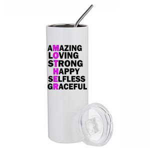 Mother's Day Quote Amazing Loving Strong Happy Stainless Steel Tumbler