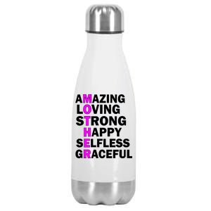 Mother's Day Quote Amazing Loving Strong Happy Stainless Steel Insulated Water Bottle