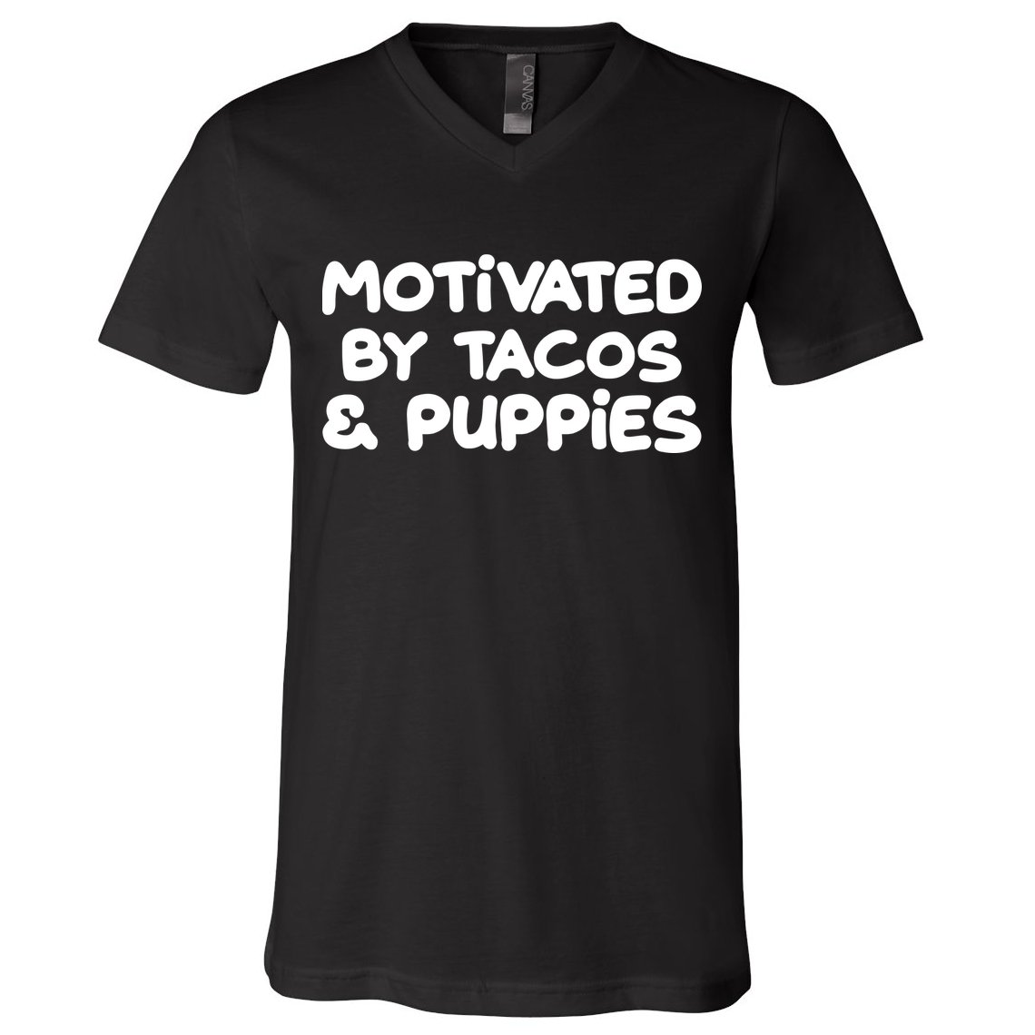 Motivated By Tacos & Puppies V-Neck T-Shirt