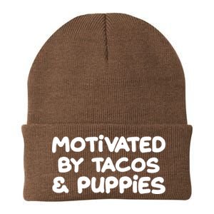 Motivated By Tacos & Puppies Knit Cap Winter Beanie