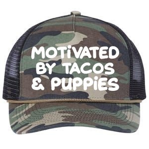 Motivated By Tacos & Puppies Retro Rope Trucker Hat Cap