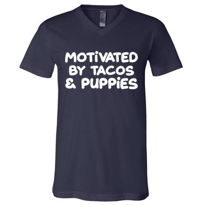 Motivated By Tacos & Puppies V-Neck T-Shirt