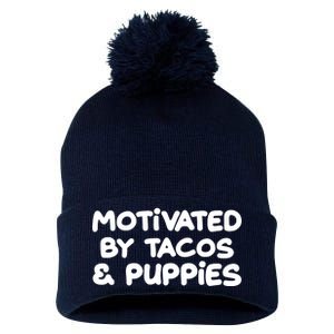 Motivated By Tacos & Puppies Pom Pom 12in Knit Beanie