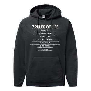 Motivational 7 Rules Of Life  Performance Fleece Hoodie