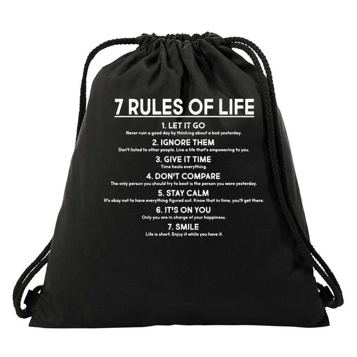 Motivational 7 Rules Of Life  Drawstring Bag