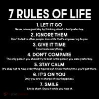 Motivational 7 Rules Of Life  Magnet