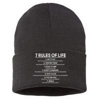 Motivational 7 Rules Of Life  Sustainable Knit Beanie