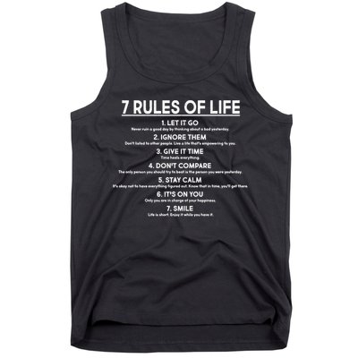 Motivational 7 Rules Of Life  Tank Top