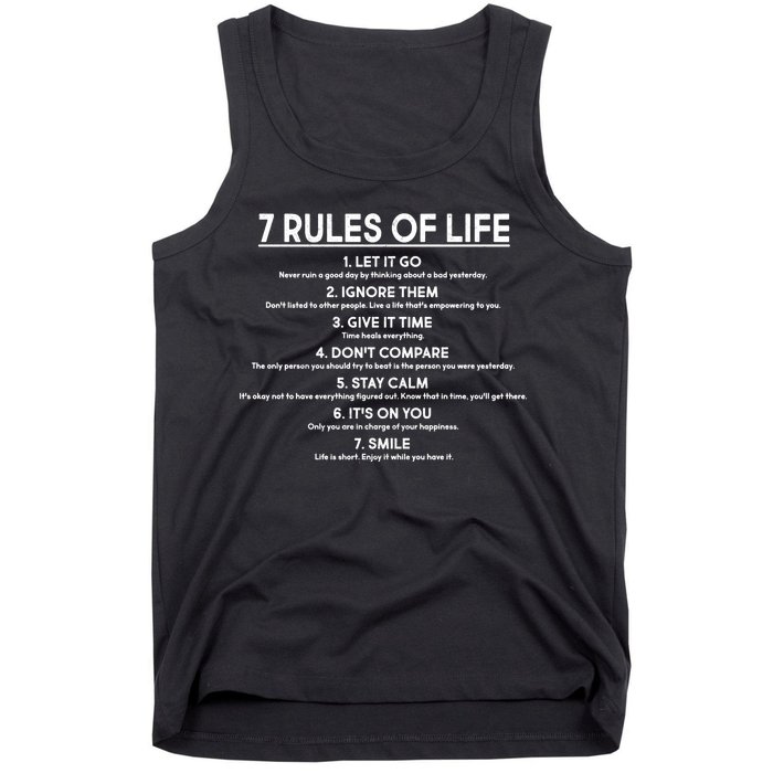 Motivational 7 Rules Of Life  Tank Top