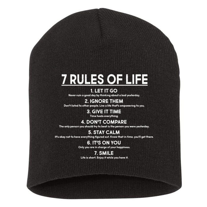 Motivational 7 Rules Of Life  Short Acrylic Beanie