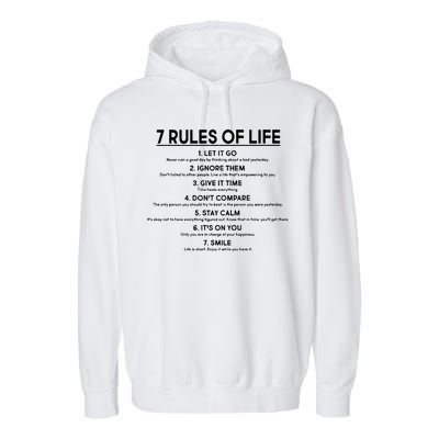 Motivational 7 Rules Of Life  Garment-Dyed Fleece Hoodie