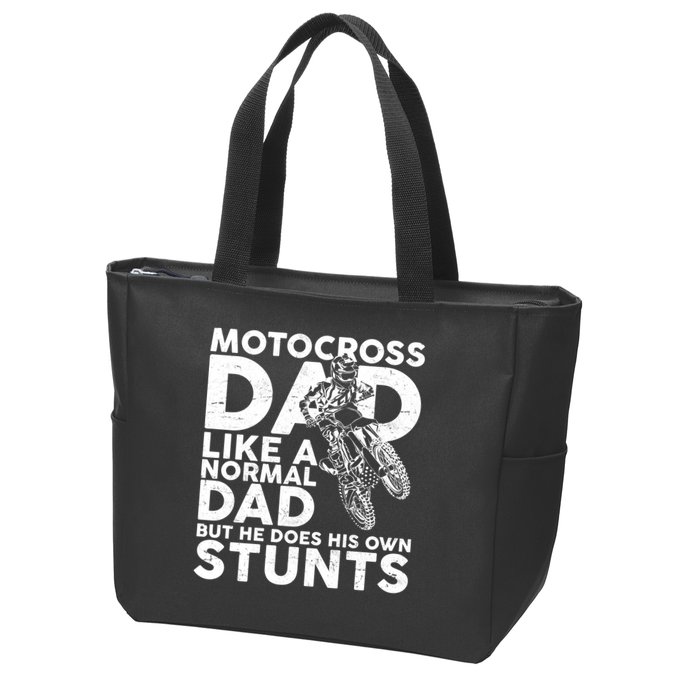 Motocross Dad Like A Normal Dad But He Does His Owns Stuns Zip Tote Bag