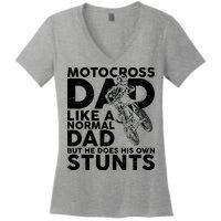 Motocross Dad Like A Normal Dad But He Does His Owns Stuns Women's V-Neck T-Shirt