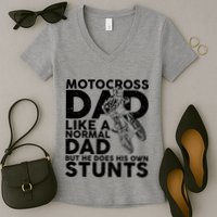 Motocross Dad Like A Normal Dad But He Does His Owns Stuns Women's V-Neck T-Shirt