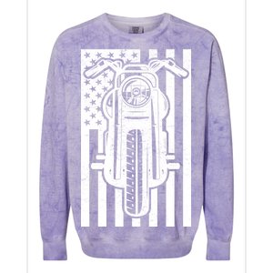 Motorcycle Biker USA Flag Colorblast Crewneck Sweatshirt