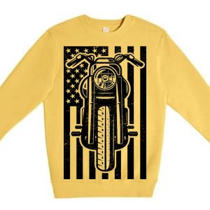 Motorcycle Biker USA Flag Premium Crewneck Sweatshirt