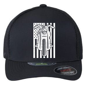 Motorcycle Biker USA Flag Flexfit Unipanel Trucker Cap