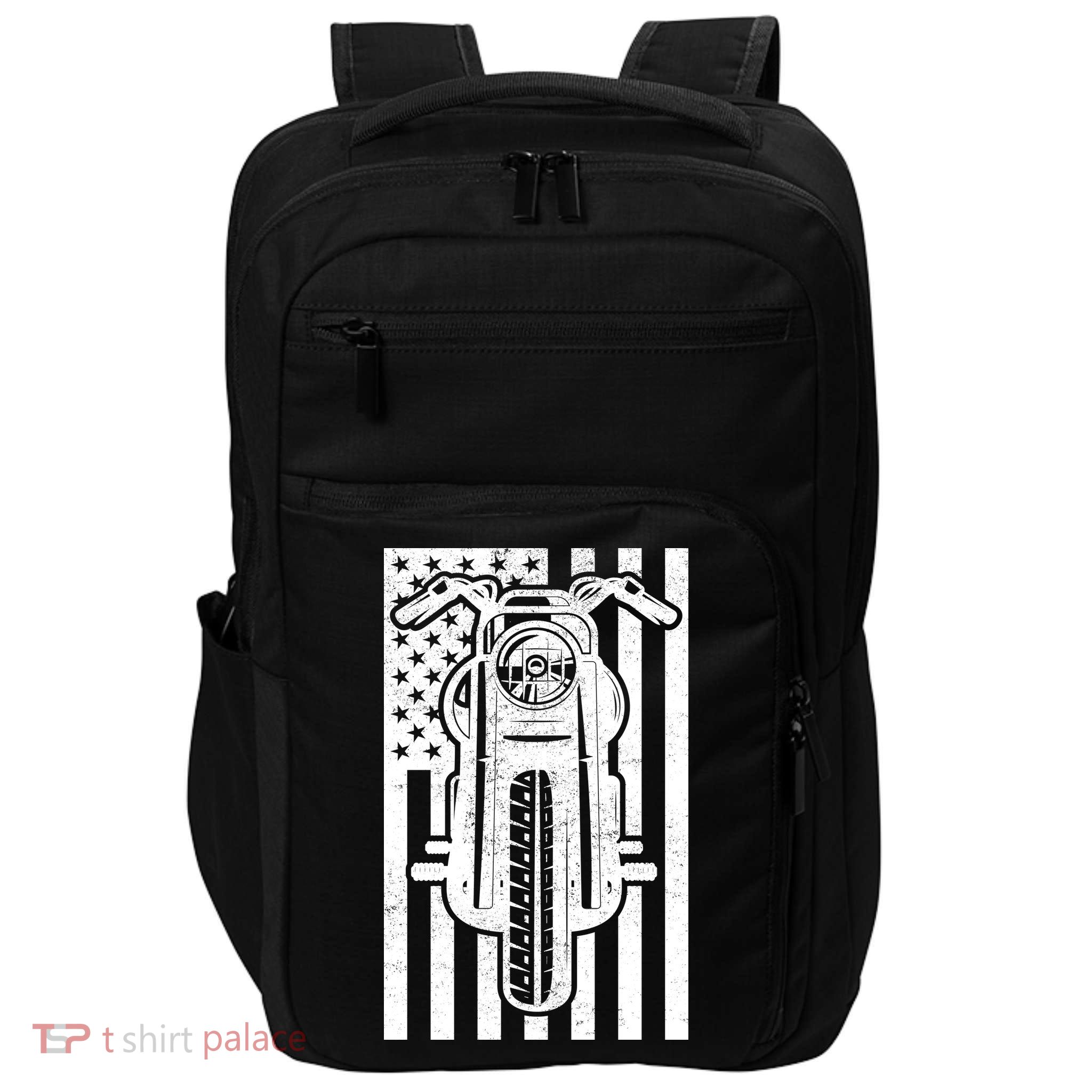 Motorcycle Biker USA Flag Impact Tech Backpack