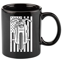 Motorcycle Biker USA Flag 11oz C Handle Ceramic Mug