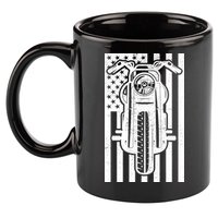 Motorcycle Biker USA Flag 11oz C Handle Ceramic Mug