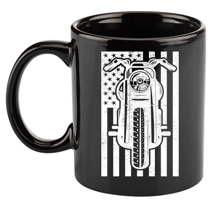 Motorcycle Biker USA Flag 11oz C Handle Ceramic Mug