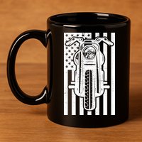 Motorcycle Biker USA Flag 11oz C Handle Ceramic Mug