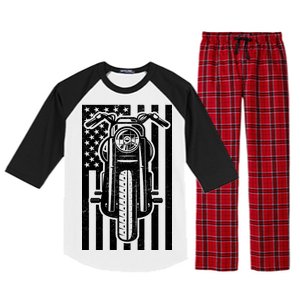 Motorcycle Biker USA Flag Raglan Sleeve Pajama Set