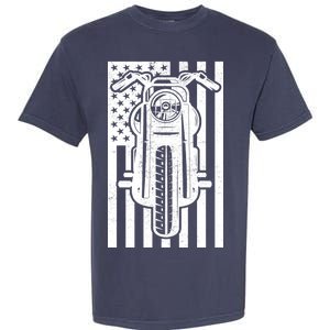 Motorcycle Biker USA Flag Garment-Dyed Heavyweight T-Shirt