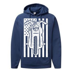 Motorcycle Biker USA Flag Performance Fleece Hoodie