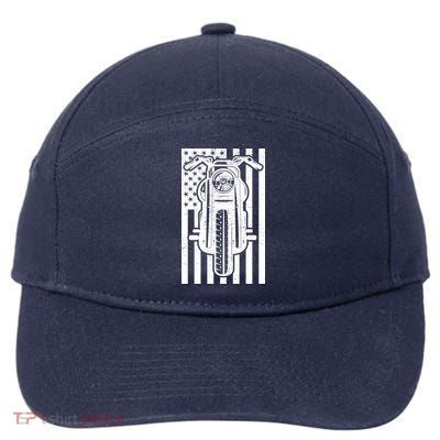 Motorcycle Biker USA Flag 7-Panel Snapback Hat