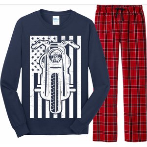 Motorcycle Biker USA Flag Long Sleeve Pajama Set