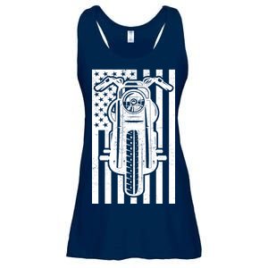 Motorcycle Biker USA Flag Ladies Essential Flowy Tank