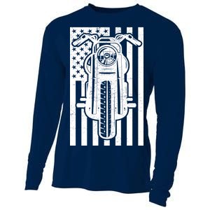 Motorcycle Biker USA Flag Cooling Performance Long Sleeve Crew