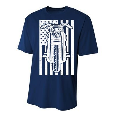 Motorcycle Biker USA Flag Youth Performance Sprint T-Shirt