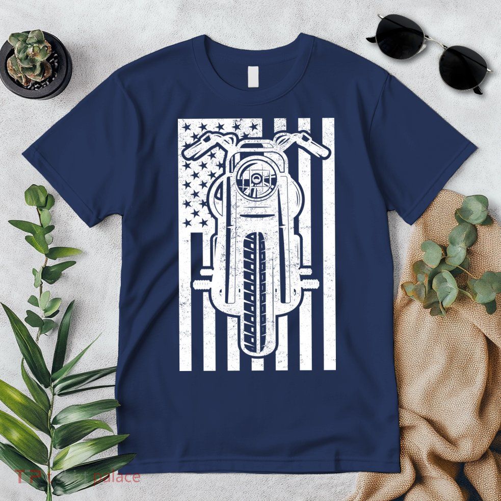 Motorcycle Biker USA Flag Premium T-Shirt