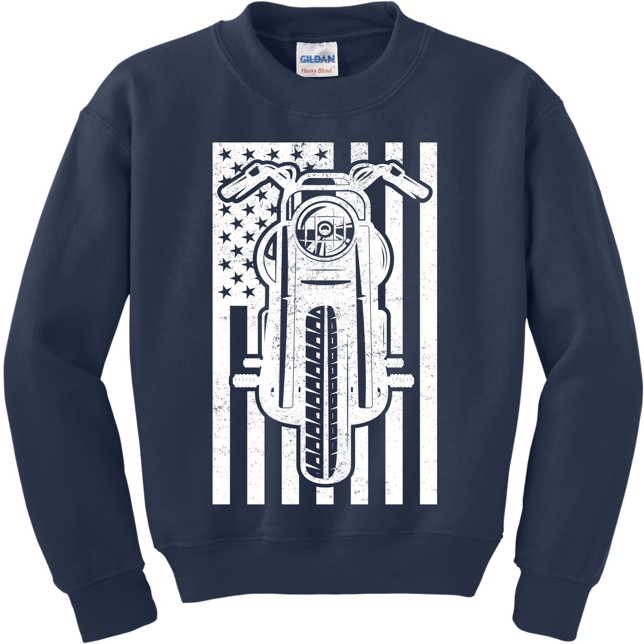 Motorcycle Biker USA Flag Kids Sweatshirt