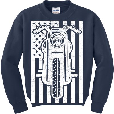 Motorcycle Biker USA Flag Kids Sweatshirt