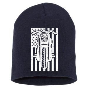 Motorcycle Biker USA Flag Short Acrylic Beanie