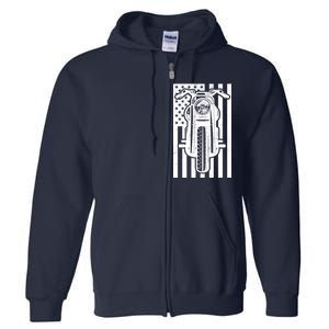 Motorcycle Biker USA Flag Full Zip Hoodie