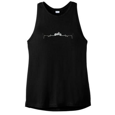 Motorcycle Heartbeat Pulse Biker Ladies PosiCharge Tri-Blend Wicking Tank