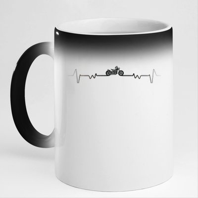 Motorcycle Heartbeat Pulse Biker 11oz Black Color Changing Mug