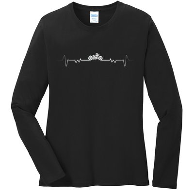 Motorcycle Heartbeat Pulse Biker Ladies Long Sleeve Shirt