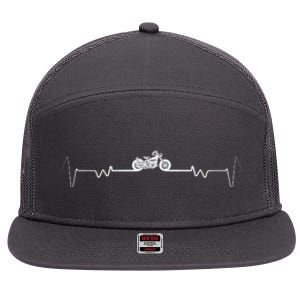 Motorcycle Heartbeat Pulse Biker 7 Panel Mesh Trucker Snapback Hat