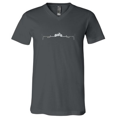 Motorcycle Heartbeat Pulse Biker V-Neck T-Shirt