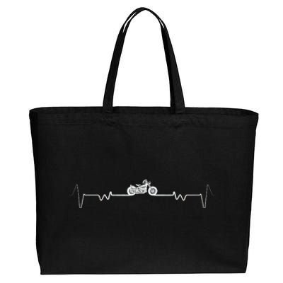 Motorcycle Heartbeat Pulse Biker Cotton Canvas Jumbo Tote