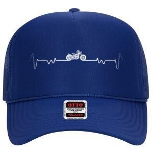 Motorcycle Heartbeat Pulse Biker High Crown Mesh Back Trucker Hat