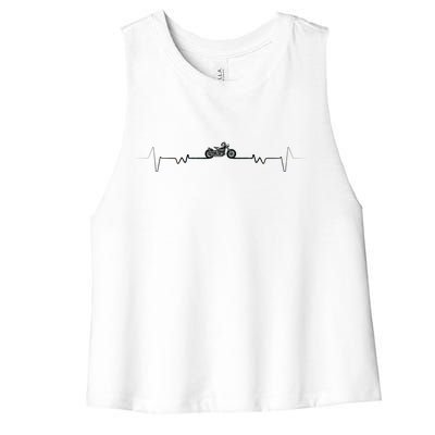 Motorcycle Heartbeat Pulse Biker Women's Racerback Cropped Tank