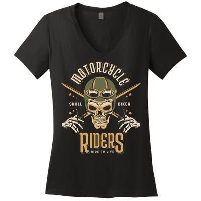 Motorcycle Riders Women's V-Neck T-Shirt