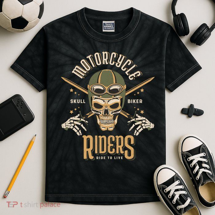 Motorcycle Riders Kids Tie-Dye T-Shirt