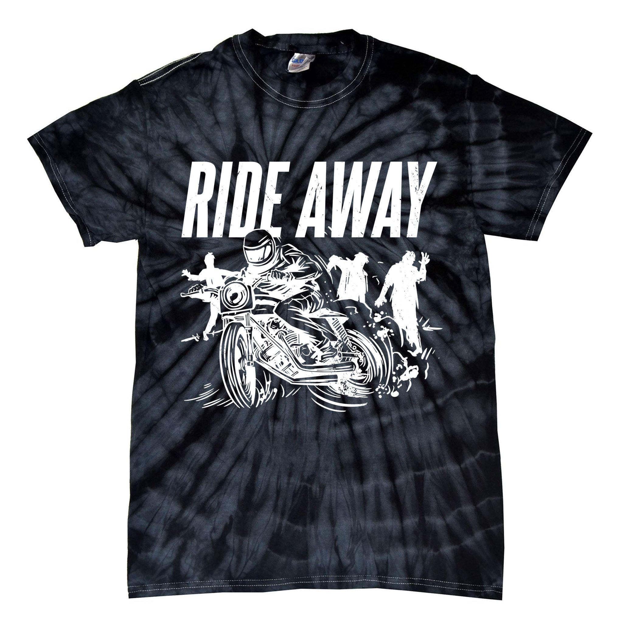 Motorcycle Zombies Ride Away Tie-Dye T-Shirt